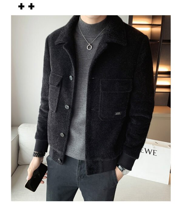 Golden Mink Velvet Lapel Fur Coat - Image 7