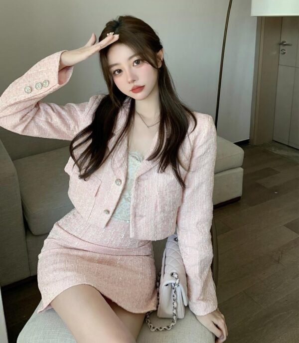 Socialite Style Tweed Long Sleeve Suit Ladies - Image 2