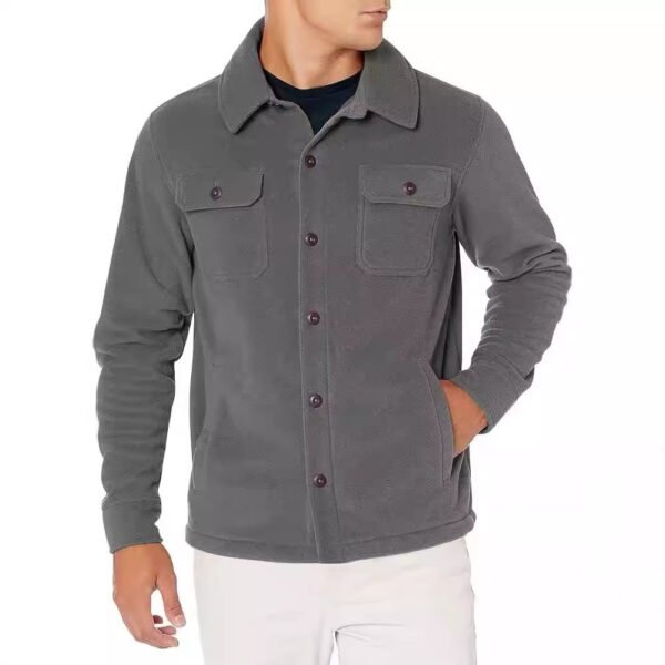 Solid Color Multi-pocket Button Cardigan Trendy Casual Men's Clothing - Image 3