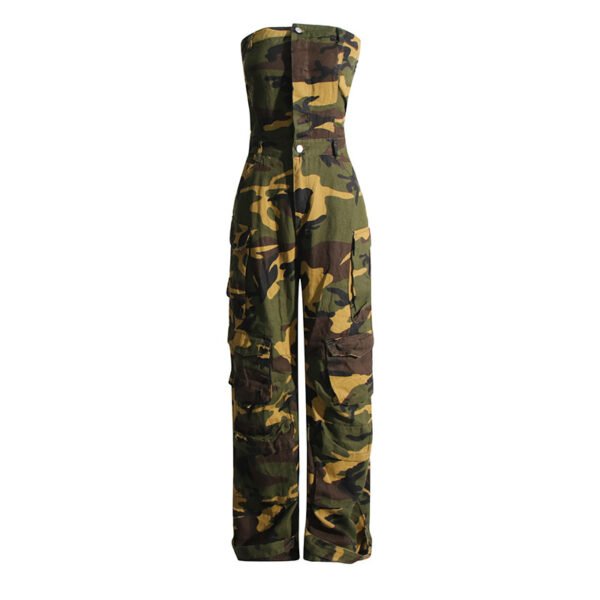 Fashion Spray Color Camouflage Tube Top One-piece Overalls European And American Hot Girl Jumpsuit - Image 7
