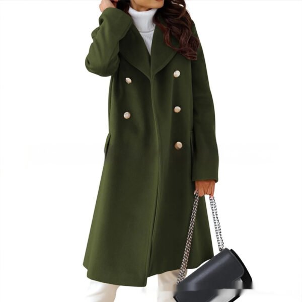 Simple Double Breasted Woolen Trench - Image 5
