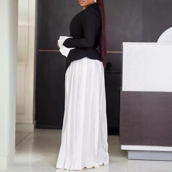 Black Bell Sleeve Top Pleated Blouse And Pants - Image 3