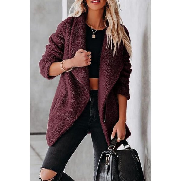 Fashion Casual Wool Lamb Jacket Zipper Pocket Fleece Coat - Image 10