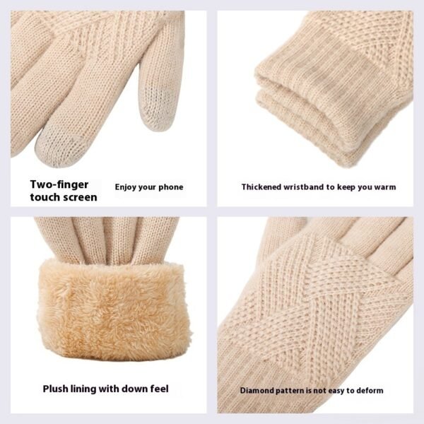 Double Layer Fleece-lined Thick Windproof Thermal Touch Screen Gloves - Image 4