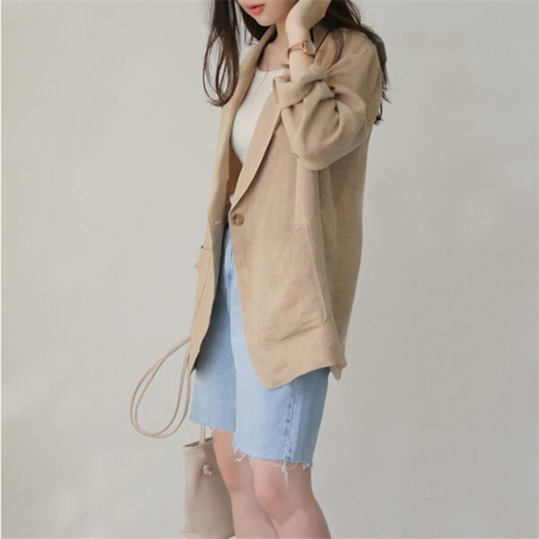 Women's British-style Casual Cotton And Linen Small Business Suit Coat - Image 5