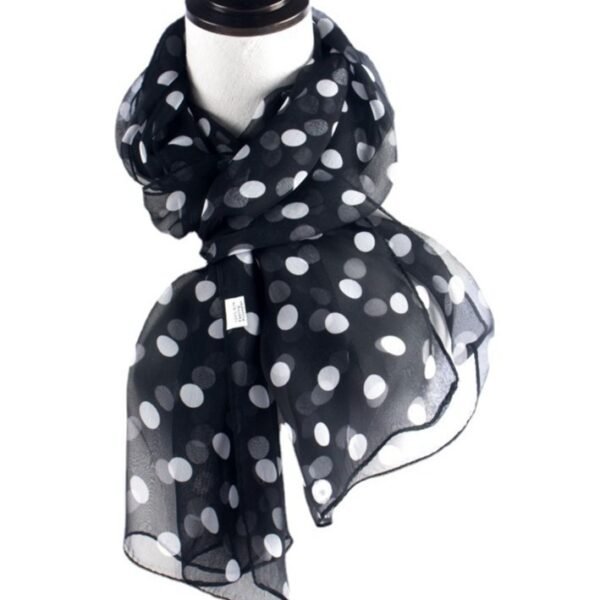 Polka Dot Scarf Bright Red Scarf Polka Dot Thin Chiffon Sunscreen Shawl - Image 2