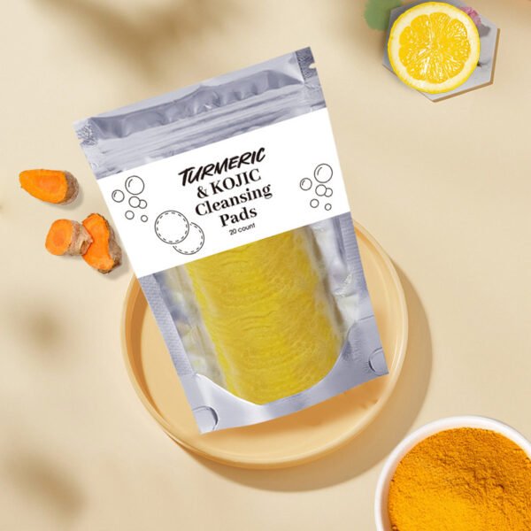 Turmeric Exfoliating Cleansing Pads Compressed Facial Sponges Skin Care Tools For Face Clogged Pores Excess Oil Cleansing - Image 4