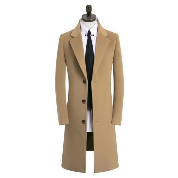 Men's Medium Long Woolen Coat - Image 8