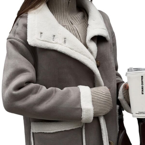 Autumn And Winter Patch Pocket  Color  Coat - Image 5