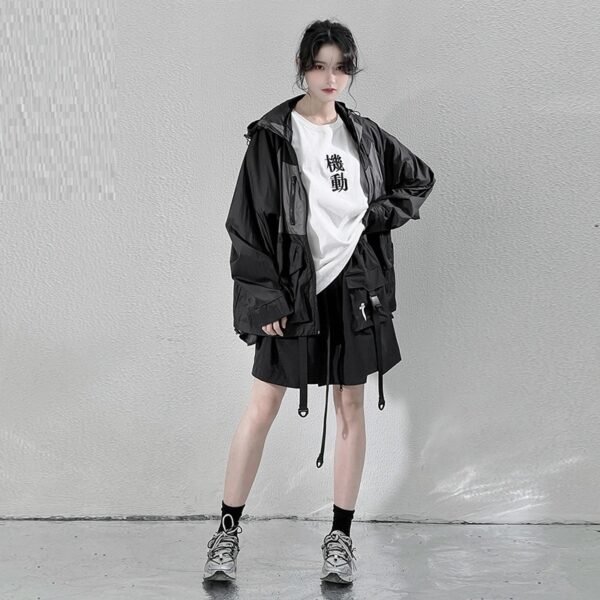 Summer New Mechanical Style Ribbon Short Pantskirt Men And Women Loose Casual With Big Pockets - Image 4