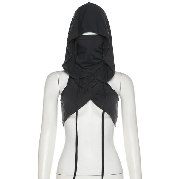 Hooded Crop Slimming Personality Everything Small Vest - Image 3