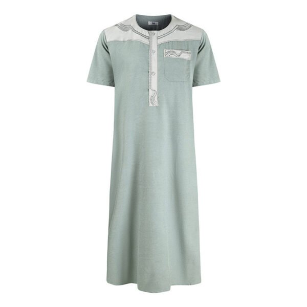 Men's Robe Pocket Contrast Color Middle East Short Sleeve - Image 6
