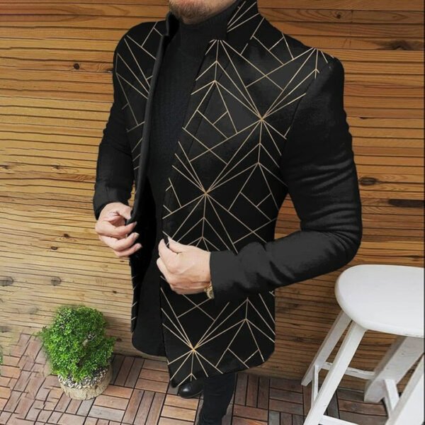 Men's Woolen Stand Collar Mid-length Trench Coat - Image 10