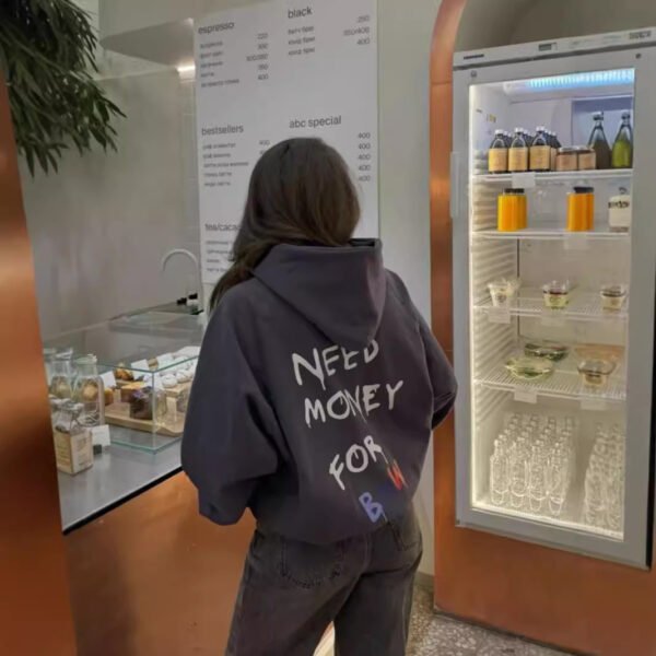 Hooded Sweater Simple Style Design Letter Print Loose All-matching Top - Image 2