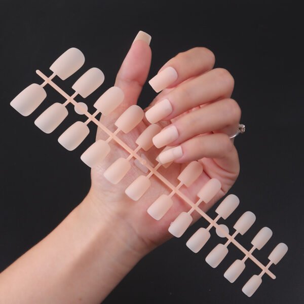 Solid Color Long Square Head Frosted Nail Stickers - Image 4