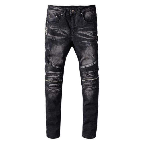 Men's Motorcycle Zipper Oversized Jeans - Image 5