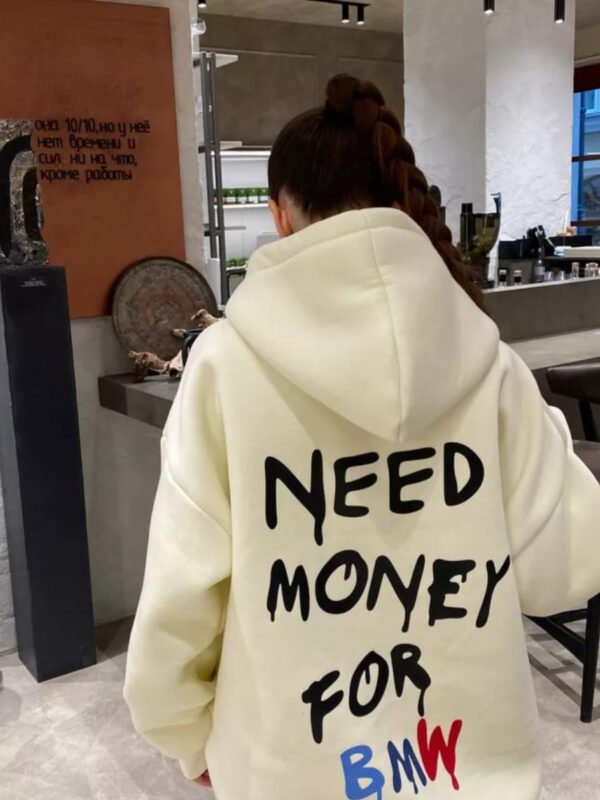 Hooded Sweater Simple Style Design Letter Print Loose All-matching Top - Image 8