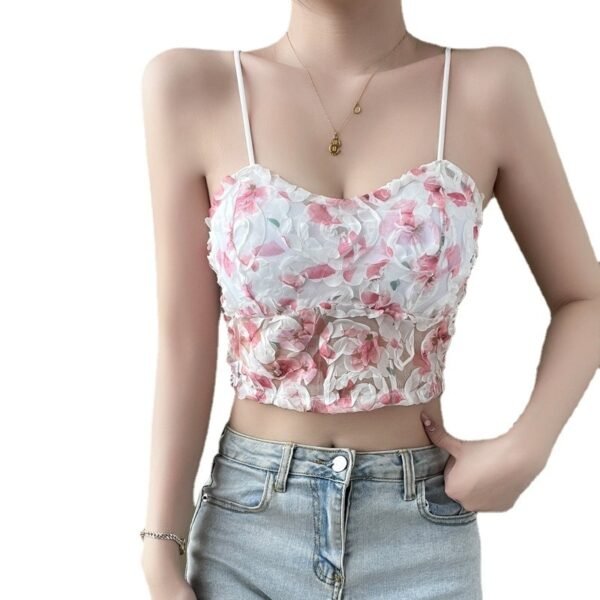 Floral Strap Lace Tube Top Breathable Push Up - Image 5