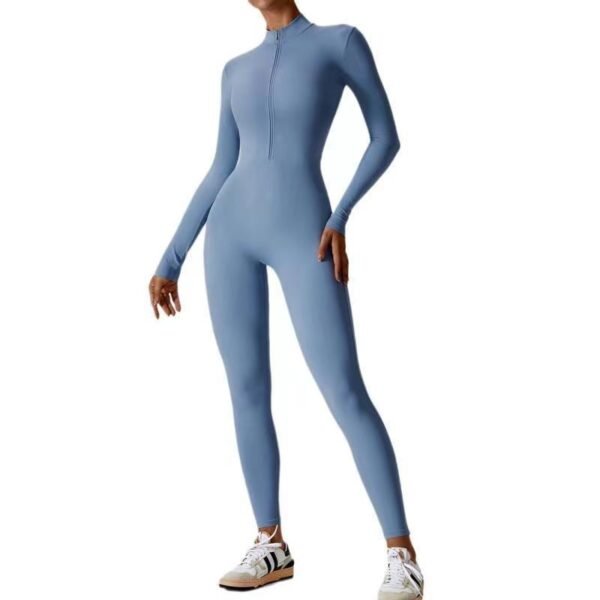 European And American Zipper Yoga Jumpsuit Long-sleeved Fitness Pants - Image 7