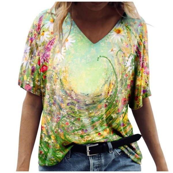 Short Sleeved T-shirt Printed On Women's Clothing - Image 4