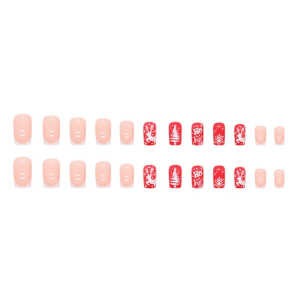 Cute Sweet Red Christmas Manicure Snowflake Elk - Image 5