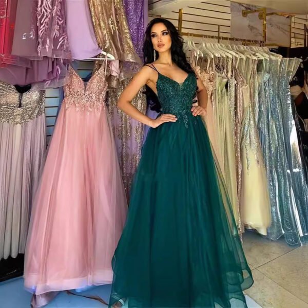 Dark Green Banquet Host Evening Dress - Image 8