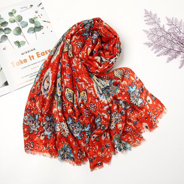 Retro Patchwork Bohemian Printed Cashew Scarf - Image 6