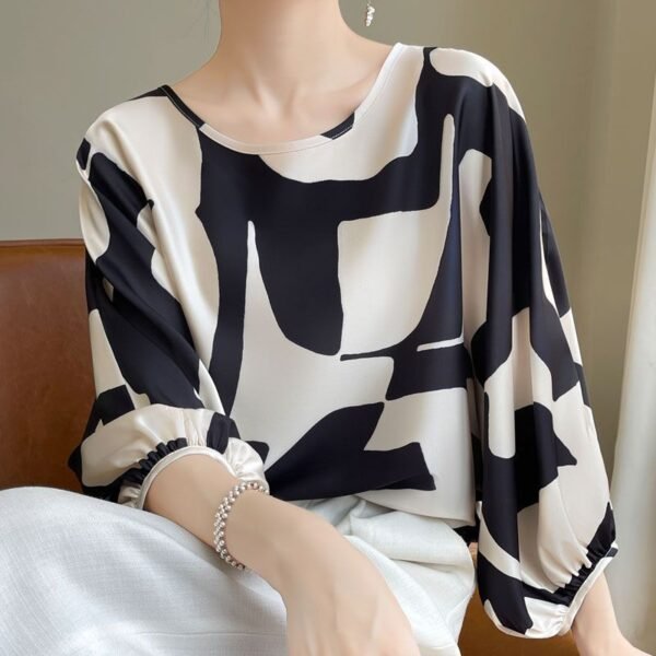 Loose Slimming High-end Shirt Printed Korean Style Outerwear - Image 3