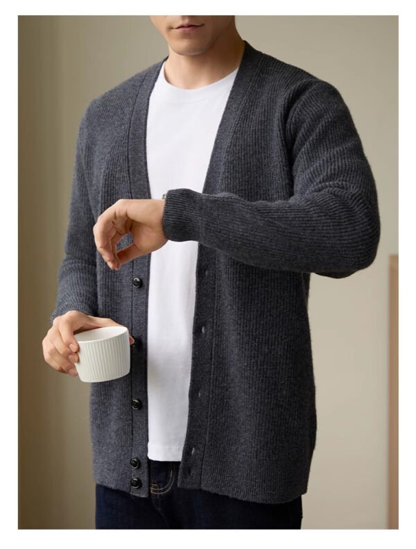 Wool Warm Cardigan Knitted Coat V-neck Casual American Men's Clothing Autumn And Winter - Image 2
