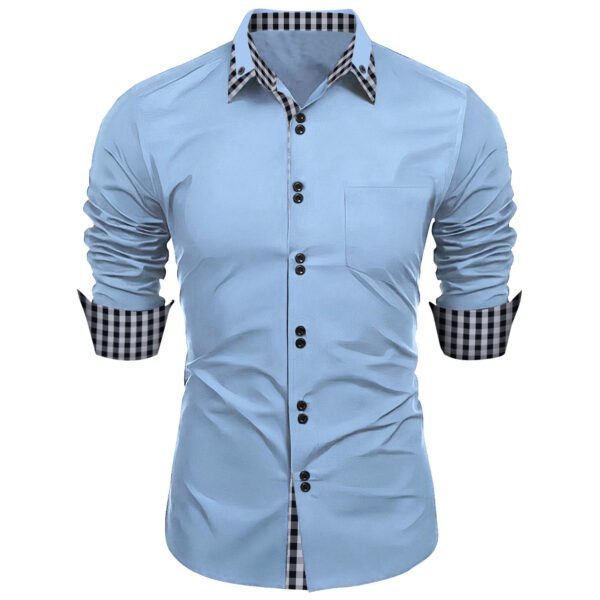 Collar Stitching Plaid Lapel Shirt European And American - Image 8