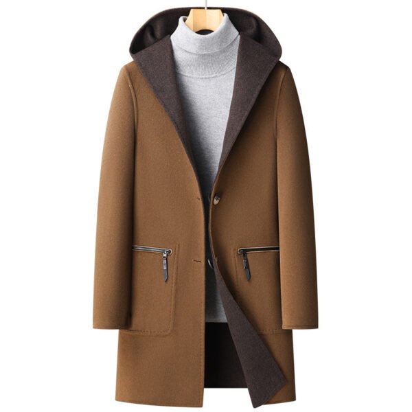 Fall Winter Hooded Double-sided Wear Wool Overcoat Men's Mid-length - Image 4