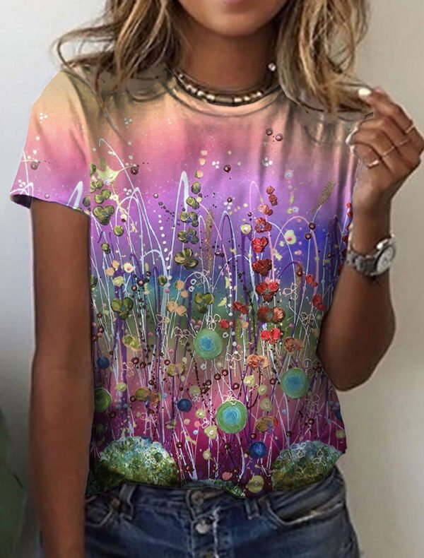 Digital 3D Printing Women's Street Style Short Sleeve - Image 4