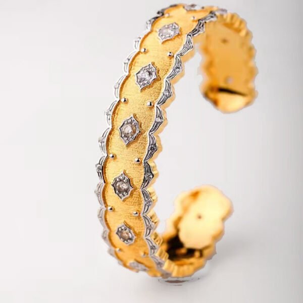 Silver Gold Plated Court Diamond Inlay Bracelet - Image 2