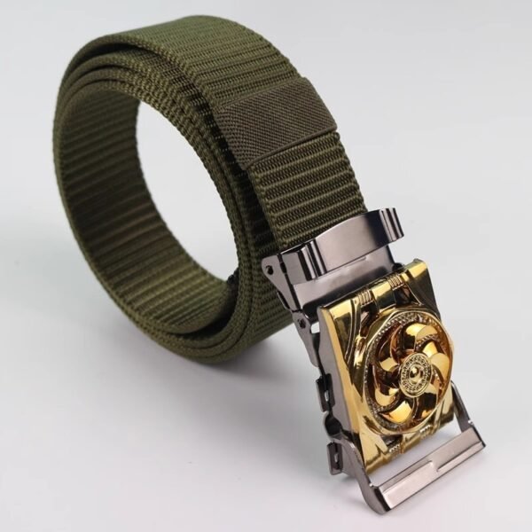 Men's Canvas Smooth Buckle Nylon Pressing Buckle Good Luck Comes Pant Belt - Image 8