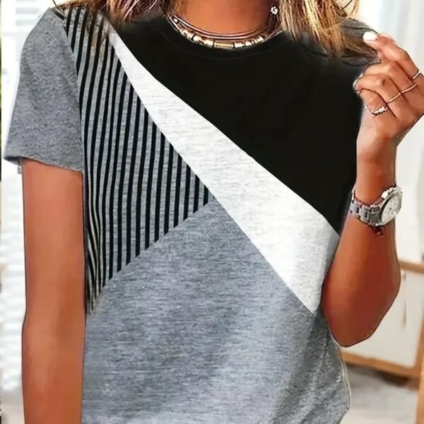 Multicolor Printing Round Neck Short Sleeve T-shirt - Image 3