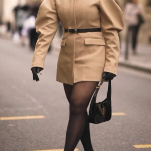 Leg Of Mutton Sleeve Crew Neck Blazer