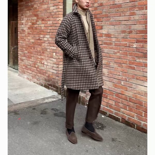 Houndstooth Men's Warm Mid-length Jacket - Image 2