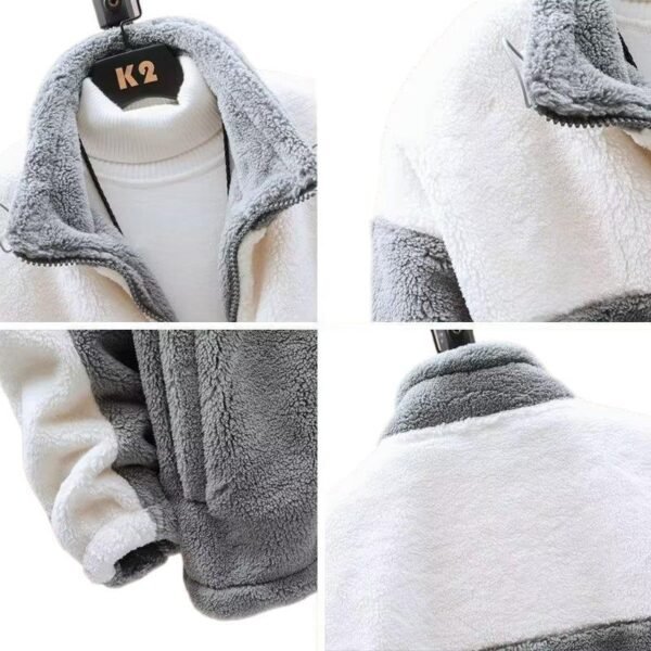 Winter Fleece Lined Padded Warm Keeping Cotton Coat Men's Cashmere Jacket - Image 5