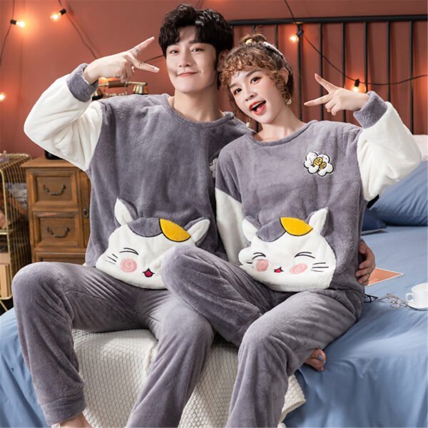 Velvet Couple Pajamas Korean Style Thickened Warmth - Image 2