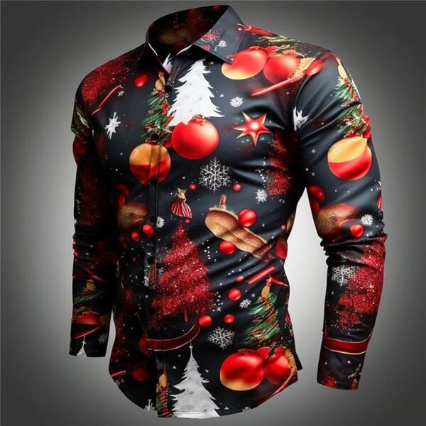 Christmas Element Men's Lapel Casual Shirt - Image 7