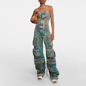 Fashion Spray Color Camouflage Tube Top One-piece Overalls European And American Hot Girl Jumpsuit