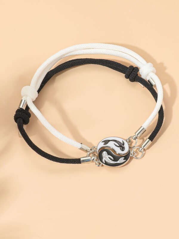 Men's And Women's Fashion Acrylic Love Magnetic Snap Bracelet - Image 4