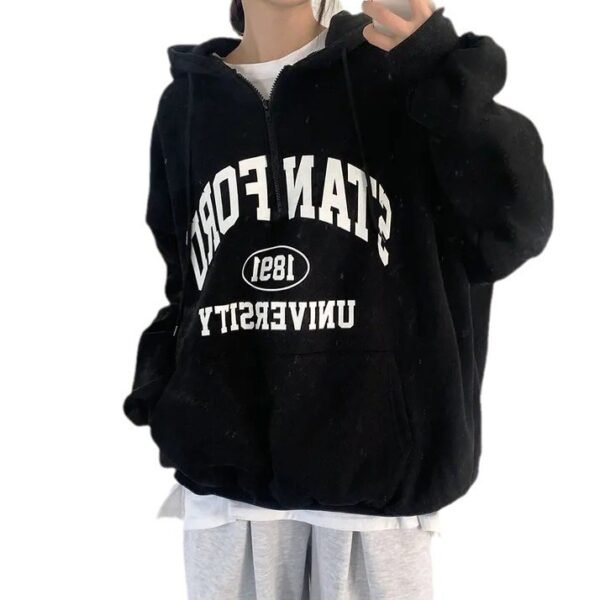 Foreign Trade Fleece Zipper Sweater Women's Thin Letters - Image 5
