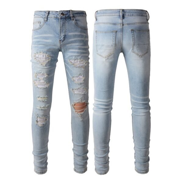 Men's Ripped Denim Casual Trousers Slightly Elastic - Image 5