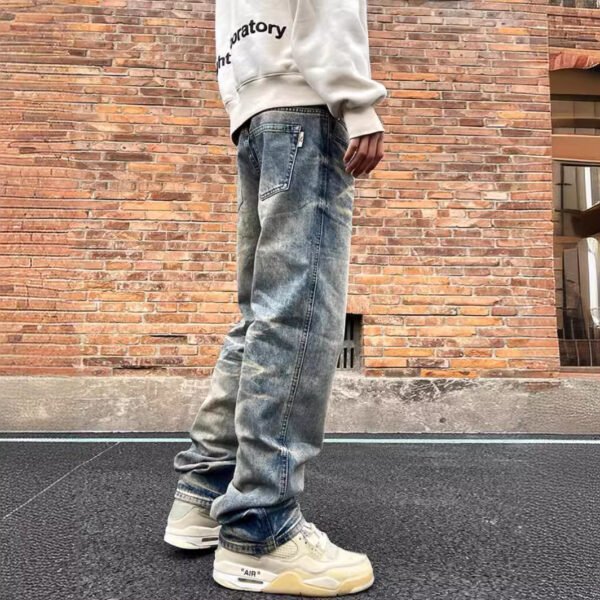 American-style Loose Straight Leisure Washed-out Do The Old Cowboy Trousers For Men - Image 4