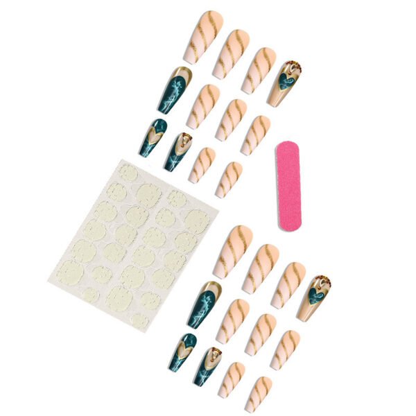 Green Blooming Love Tip Manicure Wear Nail Patch - Image 5