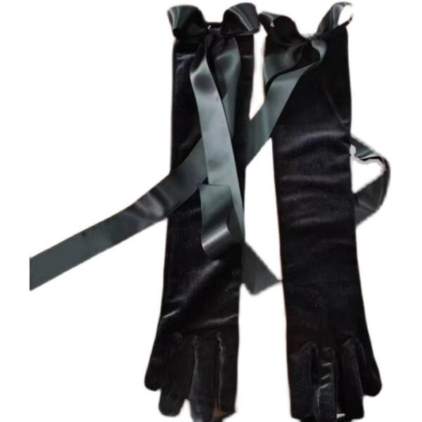 French Retro Hepburn High-end Long Black Gloves - Image 6