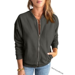 Women's Solid Color Zipper Jacket
