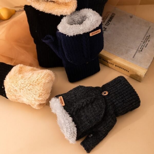 Men's Flip Knitting Wool Gloves Students Warm-keeping - Image 2