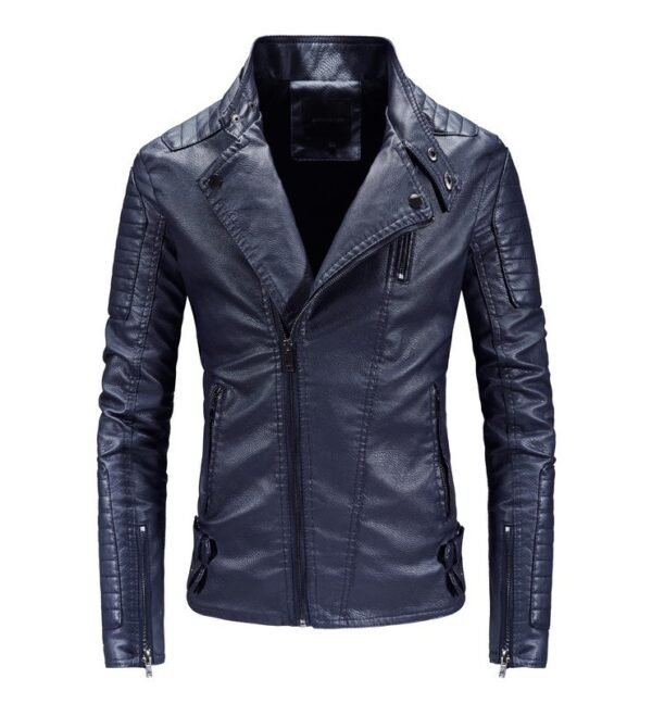 Trendy Leather Jacket Men's Fleece-lined PU Jacket - Image 3